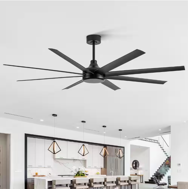 Breezary Melissa 72 in. 6 Fan Speeds Ceiling Fan in Black with Remote Control Included