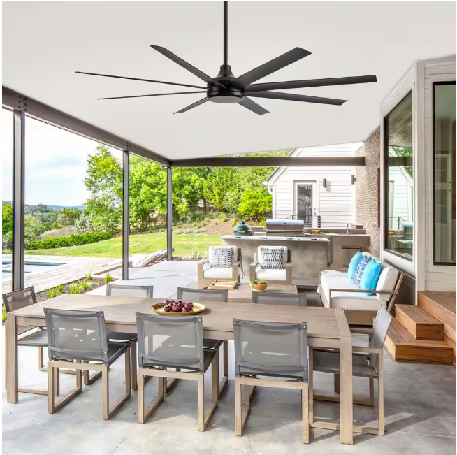 Breezary Melissa 72 in. 6 Fan Speeds Ceiling Fan in Black with Remote Control Included