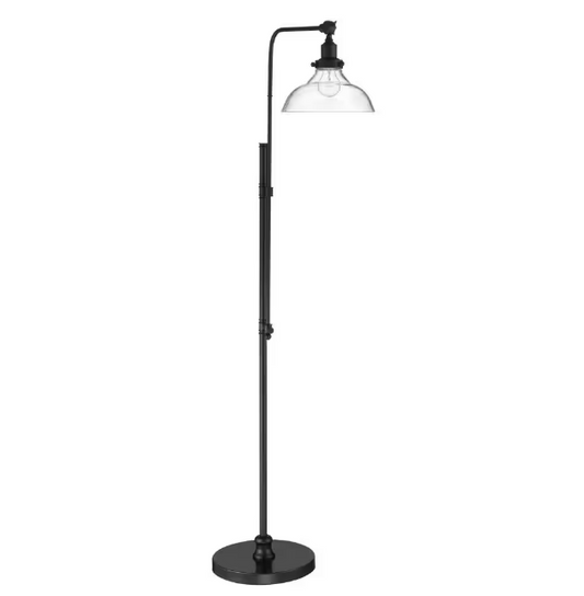 CRAFTMADE Floor Lamp 63 in. Flat Black Finish 1-Light Adjustable Base Arc Floor Lamp for Home with Clear Glass