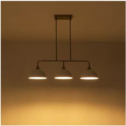 RRTYO Holmes 60-Watt 3-Light Industrial White Linear Dome Pendant Lights for Kitchen Island