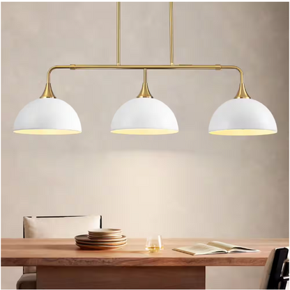 RRTYO Holmes 60-Watt 3-Light Industrial White Linear Dome Pendant Lights for Kitchen Island