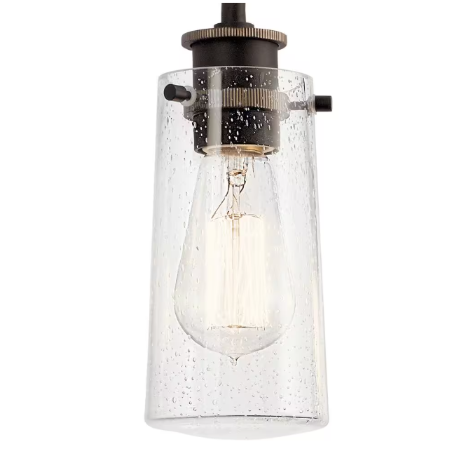 KICHLER Braelyn 44 in. 5-Light Olde Bronze Vintage Bathroom Vanity Light with Clear Seedy Glass