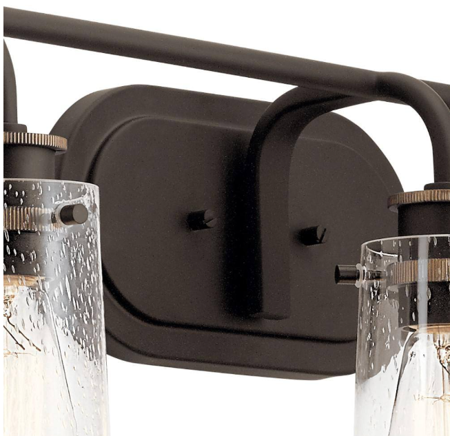 KICHLER Braelyn 44 in. 5-Light Olde Bronze Vintage Bathroom Vanity Light with Clear Seedy Glass