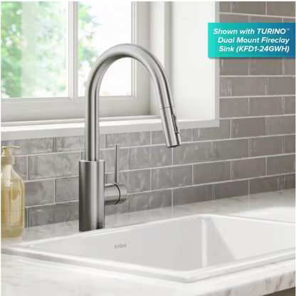 KRAUS Oletto Pull-Down Single Handle Kitchen Faucet in Spot Free Stainless Steel