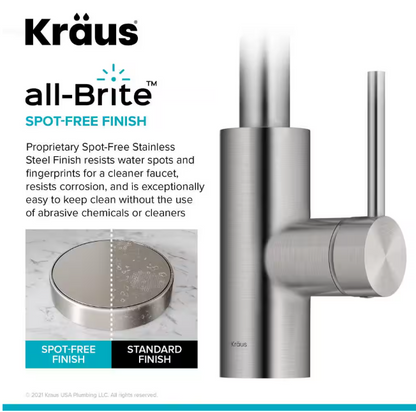 KRAUS Oletto Pull-Down Single Handle Kitchen Faucet in Spot Free Stainless Steel