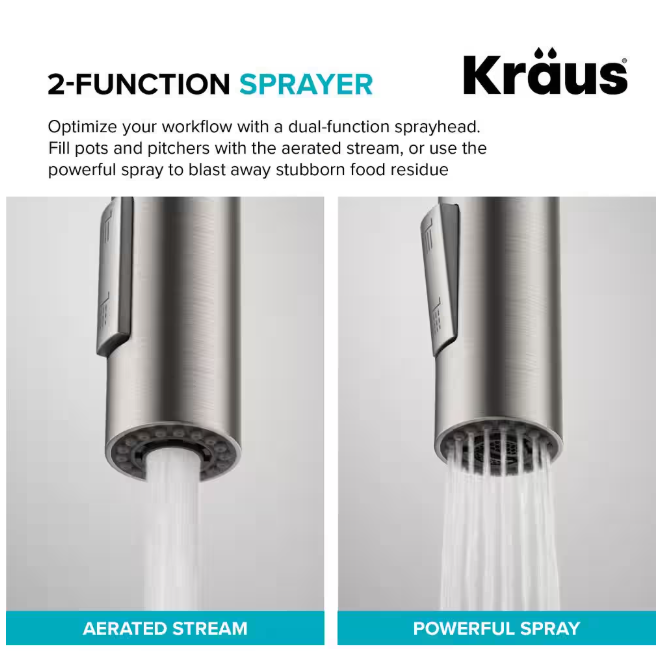 KRAUS Oletto Pull-Down Single Handle Kitchen Faucet in Spot Free Stainless Steel