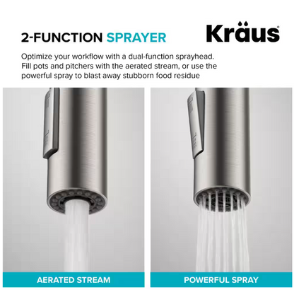 KRAUS Oletto Pull-Down Single Handle Kitchen Faucet in Spot Free Stainless Steel