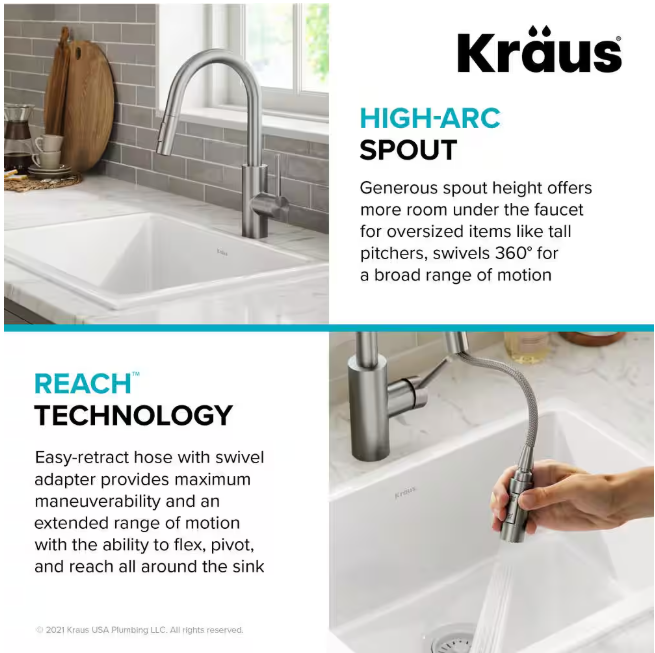 KRAUS Oletto Pull-Down Single Handle Kitchen Faucet in Spot Free Stainless Steel