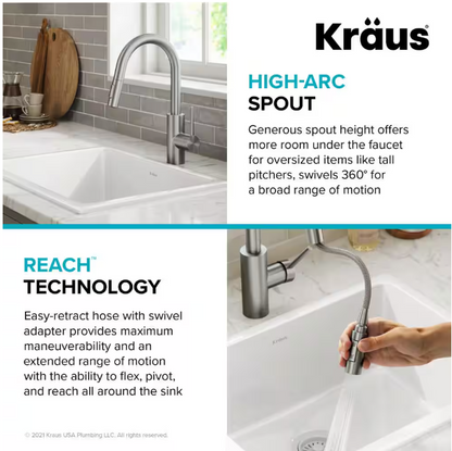 KRAUS Oletto Pull-Down Single Handle Kitchen Faucet in Spot Free Stainless Steel