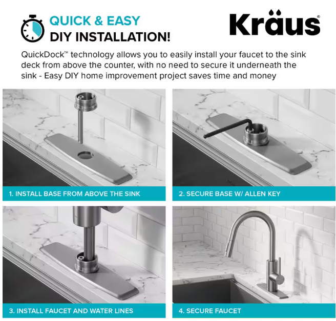 KRAUS Oletto Pull-Down Single Handle Kitchen Faucet in Spot Free Stainless Steel