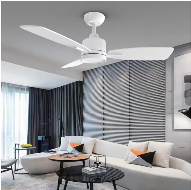 QRMOK S3 Series 42 in. LED Light White & Ceiling Fan with Remote, Reversible Quiet DC Motor for Bedroom Dining Living Room