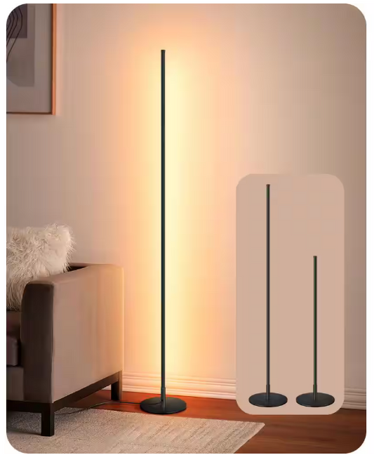 EDISHINE 57 in. Black Dimmable LED Floor Lamp with 3000K Warm White Light