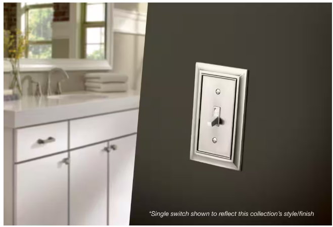 Liberty (3-Pack) Derby 1-Gang Satin Nickel Decorator/Rocker Outlet Metal Wall Plate