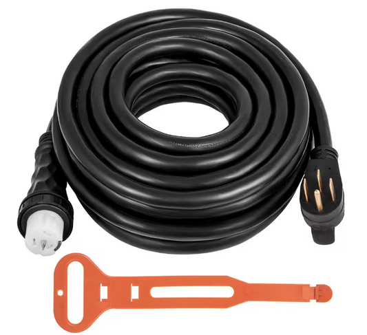 VEVOR 15 ft. 6/3 plus 8/1 Extension Cord Indoor/Outdoor Generator Power Cord STW 50 Amp 4-Prong UL with Twist Lock Connectors