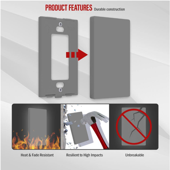 Enerlites 1-Gang Gray Blank Plate Cover Plastic Screwless Wall Plate (20-Pack)