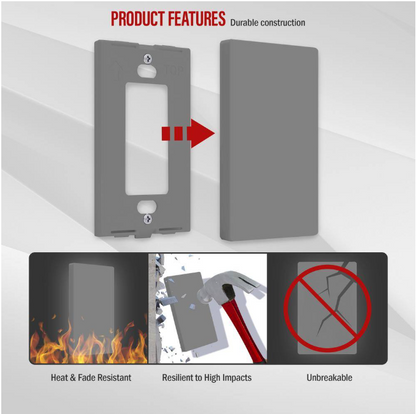 Enerlites 1-Gang Gray Blank Plate Cover Plastic Screwless Wall Plate (20-Pack)