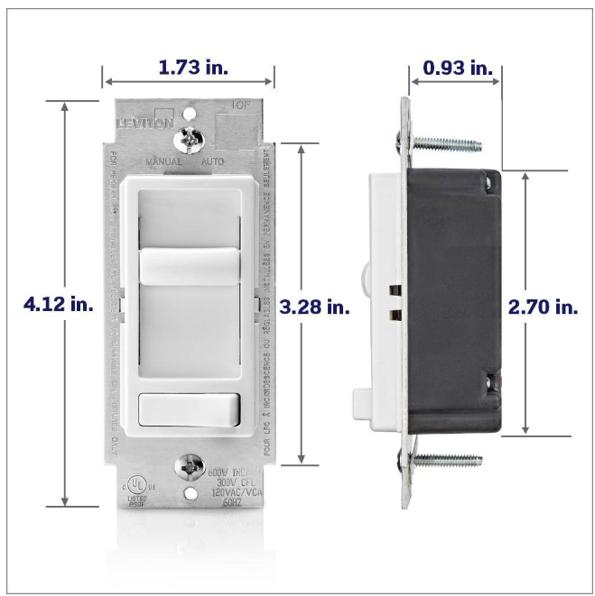 Leviton Sure Slide Ceiling Fan Wall Switch, Quiet 3-Speed Fan Control, 1.5 Amps, Ivory 661F-10I