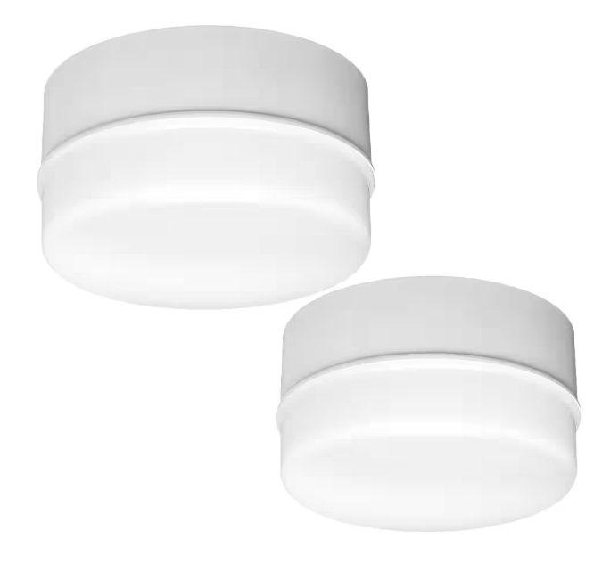 Commercial Electric Spin Light 5 in. White LED Flush Mount Ceiling Light 600 Lumens 4000K Bright White Closet Basement Utility (2 Pack)