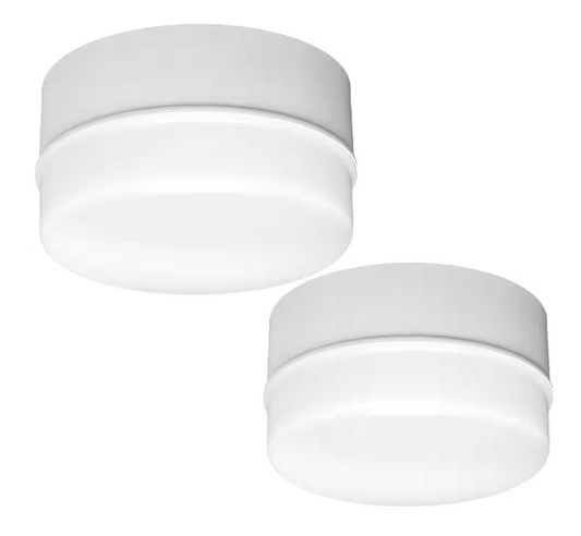 Commercial Electric Spin Light 5 in. White LED Flush Mount Ceiling Light 600 Lumens 4000K Bright White Closet Basement Utility (2 Pack)