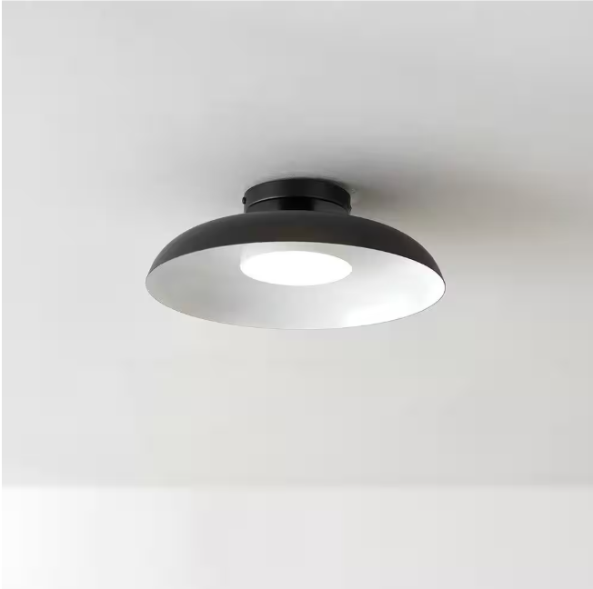 Globe Electric 12.5 in. 21-Watt Modern Matte Black Integrated LED Flush Mount Ceiling Light with Black Metal Shade