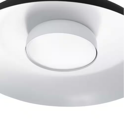 Globe Electric 12.5 in. 21-Watt Modern Matte Black Integrated LED Flush Mount Ceiling Light with Black Metal Shade