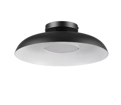 Globe Electric 12.5 in. 21-Watt Modern Matte Black Integrated LED Flush Mount Ceiling Light with Black Metal Shade
