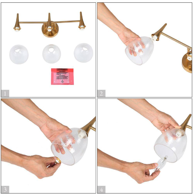 LNC Cymerlarity Modern Plating Brass Vanity Light 21.5 in. Bathroom Powder Room Wall Light with Textured Glass Shades
