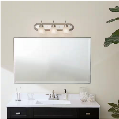 KICHLER Independence 24 in. 3-Light Brushed Nickel Traditional Bathroom Vanity Light with Frosted Glass Shade