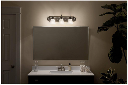 KICHLER Independence 24 in. 3-Light Brushed Nickel Traditional Bathroom Vanity Light with Frosted Glass Shade