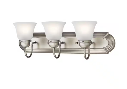 KICHLER Independence 24 in. 3-Light Brushed Nickel Traditional Bathroom Vanity Light with Frosted Glass Shade