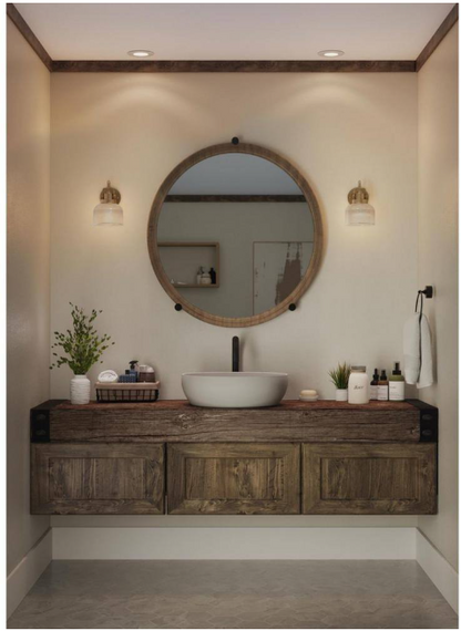 Progress Lighting Archie Collection 1-Light Vintage Brass Clear Double Prismatic Glass Coastal Bath Vanity Light