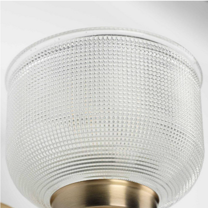 Progress Lighting Archie Collection 1-Light Vintage Brass Clear Double Prismatic Glass Coastal Bath Vanity Light