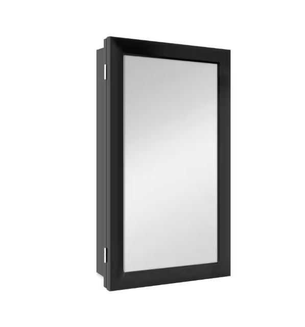 Glacier Bay 15-1/4 in. W x 26 in. H Rectangular Framed Recessed or Surface-Mount Bathroom Medicine Cabinet with Mirror, Black