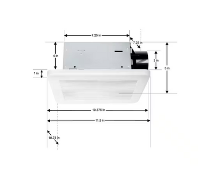 Hampton Bay 50 CFM Wall/Ceiling Mount Roomside Installation Bathroom Exhaust Fan, ENERGY STAR