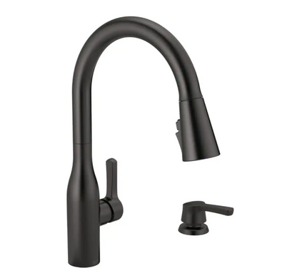 Delta Marca Single-Handle Pull-Down Sprayer Kitchen Faucet with ShieldSpray Technology in Matte Black