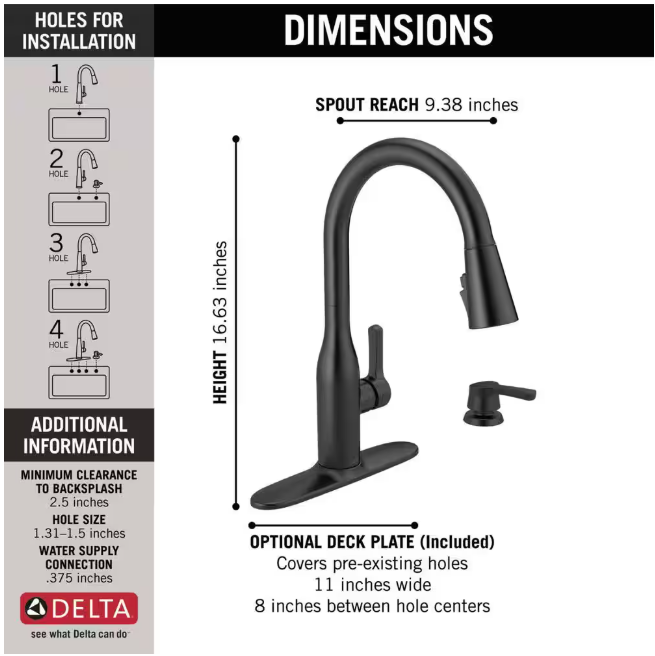 Delta Marca Single-Handle Pull-Down Sprayer Kitchen Faucet with ShieldSpray Technology in Matte Black