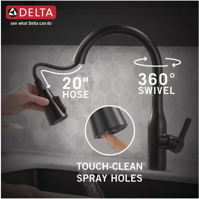 Delta Marca Single-Handle Pull-Down Sprayer Kitchen Faucet with ShieldSpray Technology in Matte Black