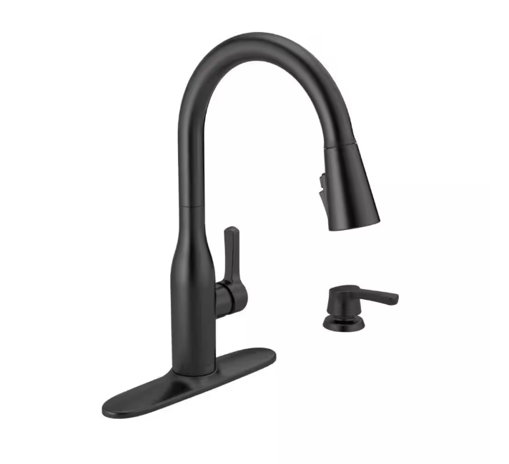 Delta Marca Single-Handle Pull-Down Sprayer Kitchen Faucet with ShieldSpray Technology in Matte Black