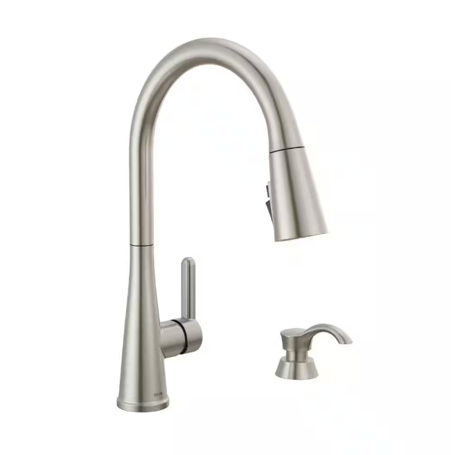 Delta Greydon Single-Handle Pull-Down Sprayer Kitchen Faucet with ShieldSpray and Soap Dispenser in SpotShield Stainless Steel