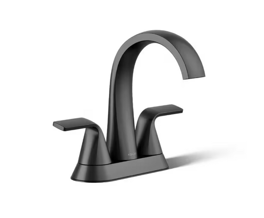 KOHLER Cursiva 4 in. Centerset Double Handle Bathroom Faucet in Matte Black