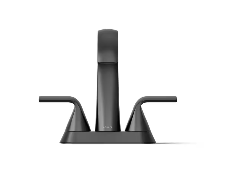 KOHLER Cursiva 4 in. Centerset Double Handle Bathroom Faucet in Matte Black