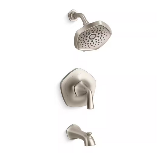 KOHLER Sundae Single-Handle 3-Spray Tub and Shower Faucet 1.75 GPM in Vibrant Brushed Nickel (Valve Included)