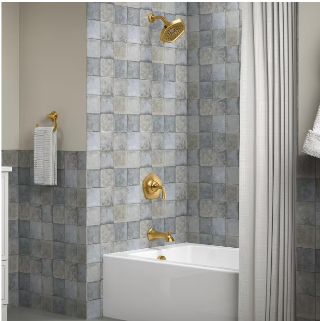 KOHLER Sundae Single-Handle 3-Spray Tub and Shower Faucet 1.75 GPM in Vibrant Brushed Moderne Brass (Valve Included)