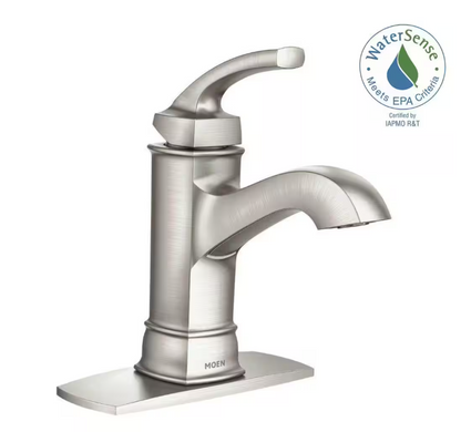 MOEN Hensley Single Hole Single-Handle Bathroom Faucet in Spot Resist Brushed Nickel