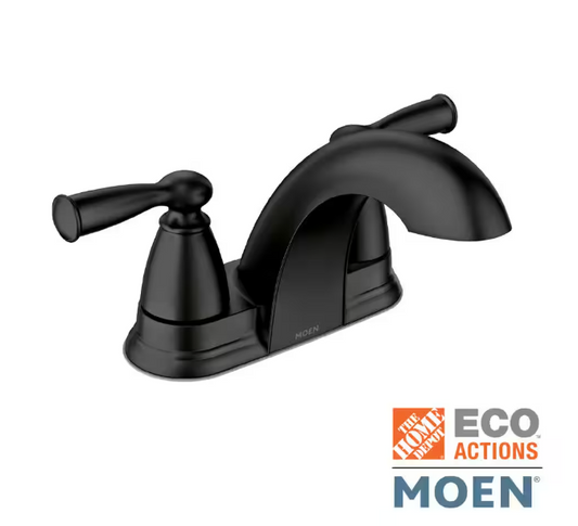 MOEN Banbury 4 in. Centerset Double Handle Low-Arc Bathroom Faucet in Matte Black