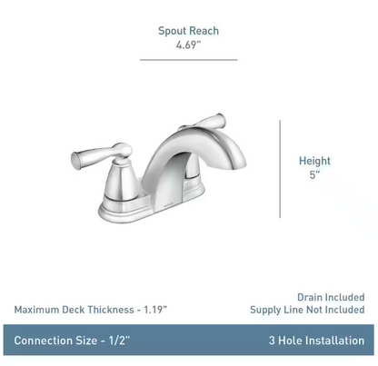 MOEN Banbury 4 in. Centerset Double Handle Low-Arc Bathroom Faucet in Matte Black