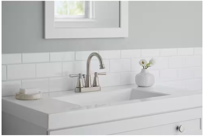 Glacier Bay Melina 4 in. Centerset Double Handle High-Arc Bathroom Faucet in Brushed Nickel