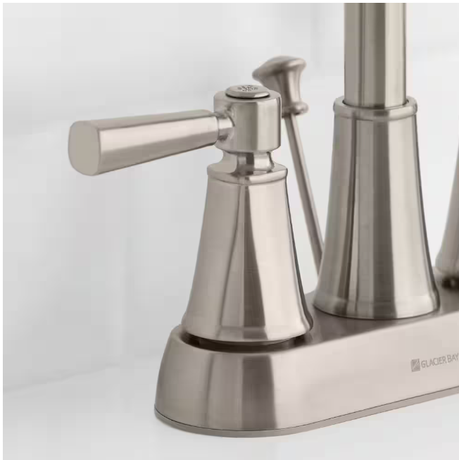 Glacier Bay Melina 4 in. Centerset Double Handle High-Arc Bathroom Faucet in Brushed Nickel