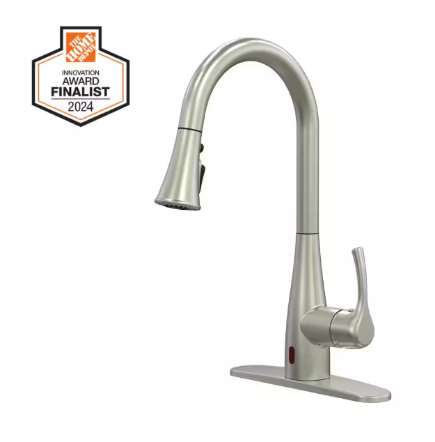 Glacier Bay Marcie Single-Handle Integrated Pull Down Touchless Kitchen Faucet in Stainless Steel