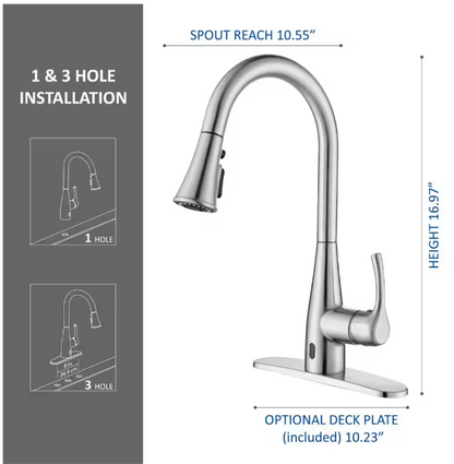 Glacier Bay Marcie Single-Handle Integrated Pull Down Touchless Kitchen Faucet in Stainless Steel
